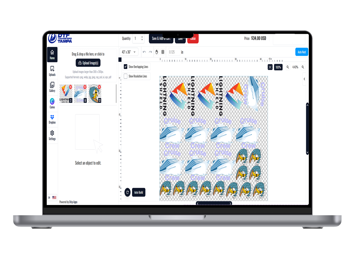 Dye Sublimation Gang Sheet Builder